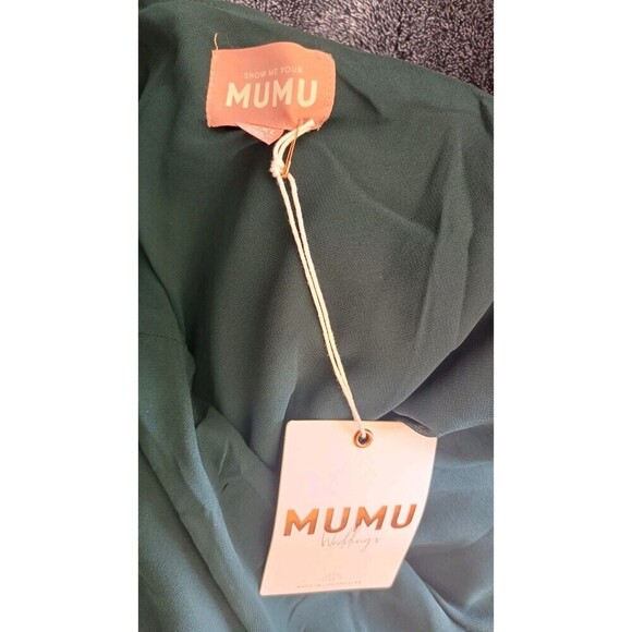 Show Me Your Mumu Jasmine Dress Size XXL Deep Green Chiffon  Halter Midi  New - Picture 7 of 10